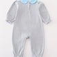 Premium Grey Stripe Reindeer Applique Girl Romper