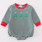 Premium Green Stripe Christmas Tree Embroidery Boy Bubble