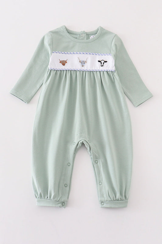 Premium Green Cow Applique Boy Romper