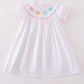 Premium White Valentine Heart Embroidery Dress