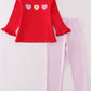 Premium Red Valentine Heart Applique Girl Set