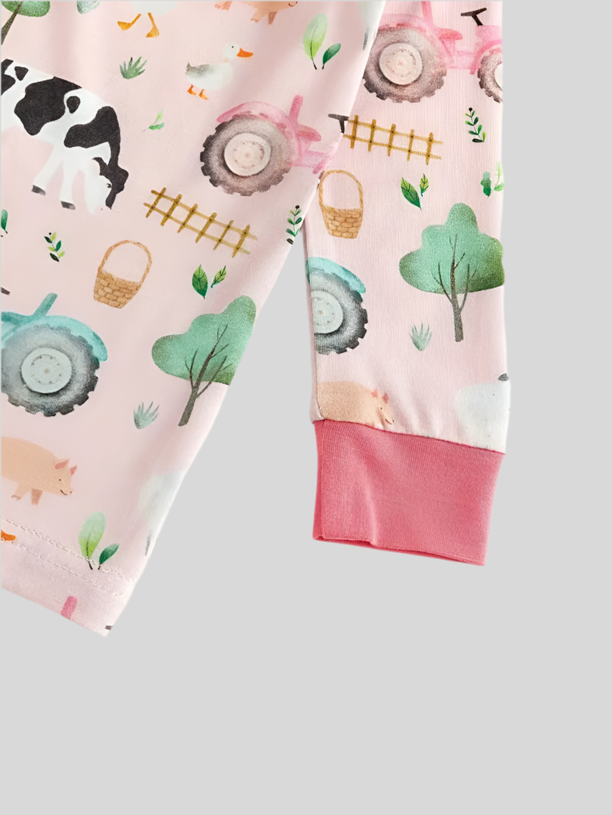 Farm Fun Pink Bamboo Pajamas