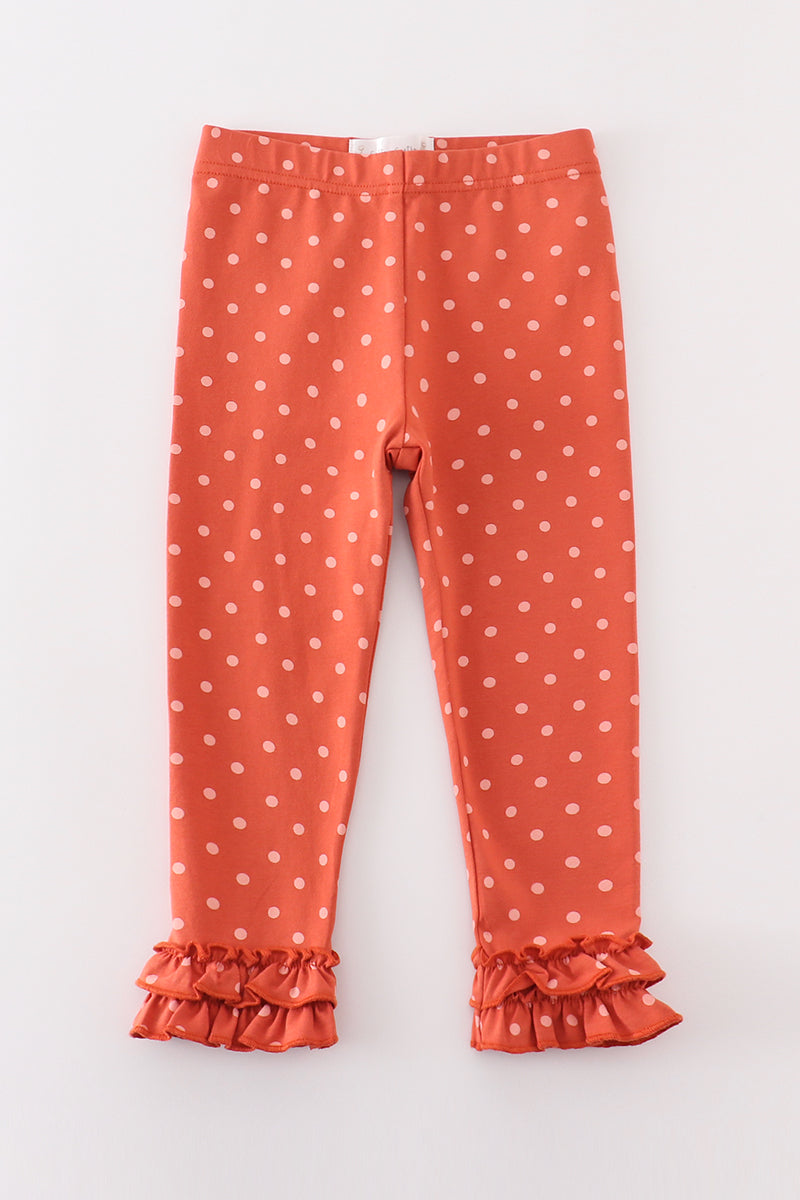 Platinum Rust Dot Ruffle Girl Pants