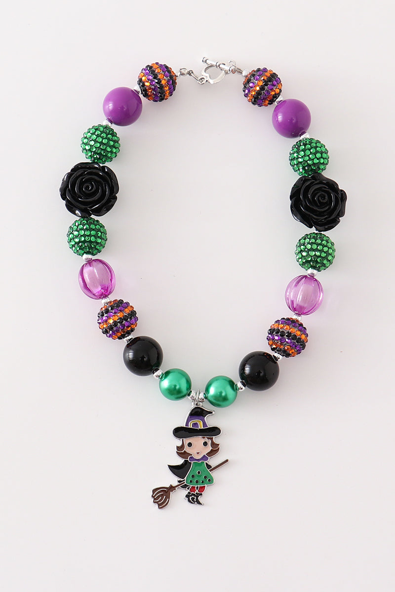 Halloween Witch Bubble Chunky Necklace