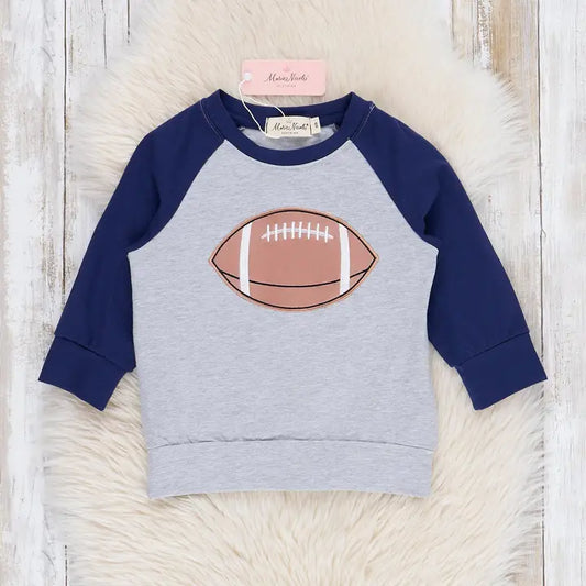 Blue Raglan Embroidered Football Shirt