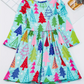 Christmas Trees Aqua Doodle Dress