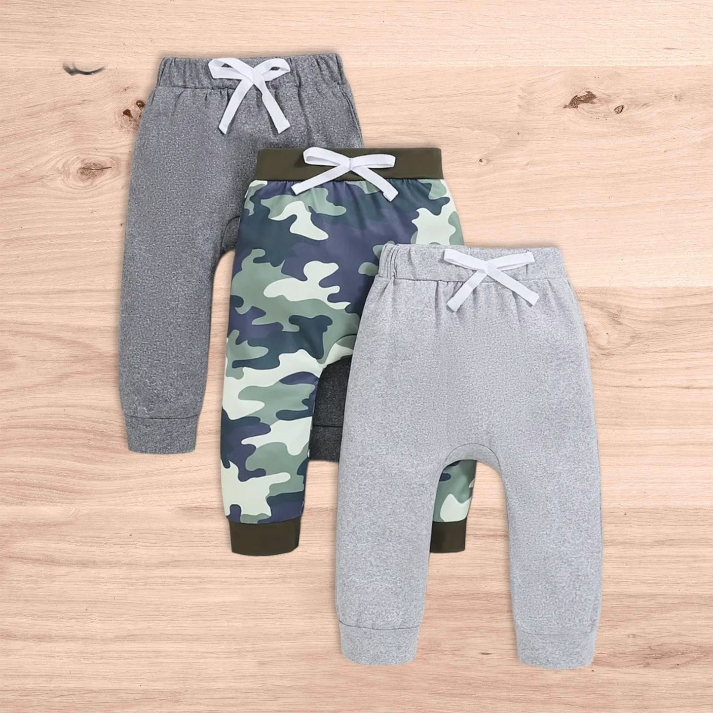 Boy's 3-pc Pant Set Camo/Gray