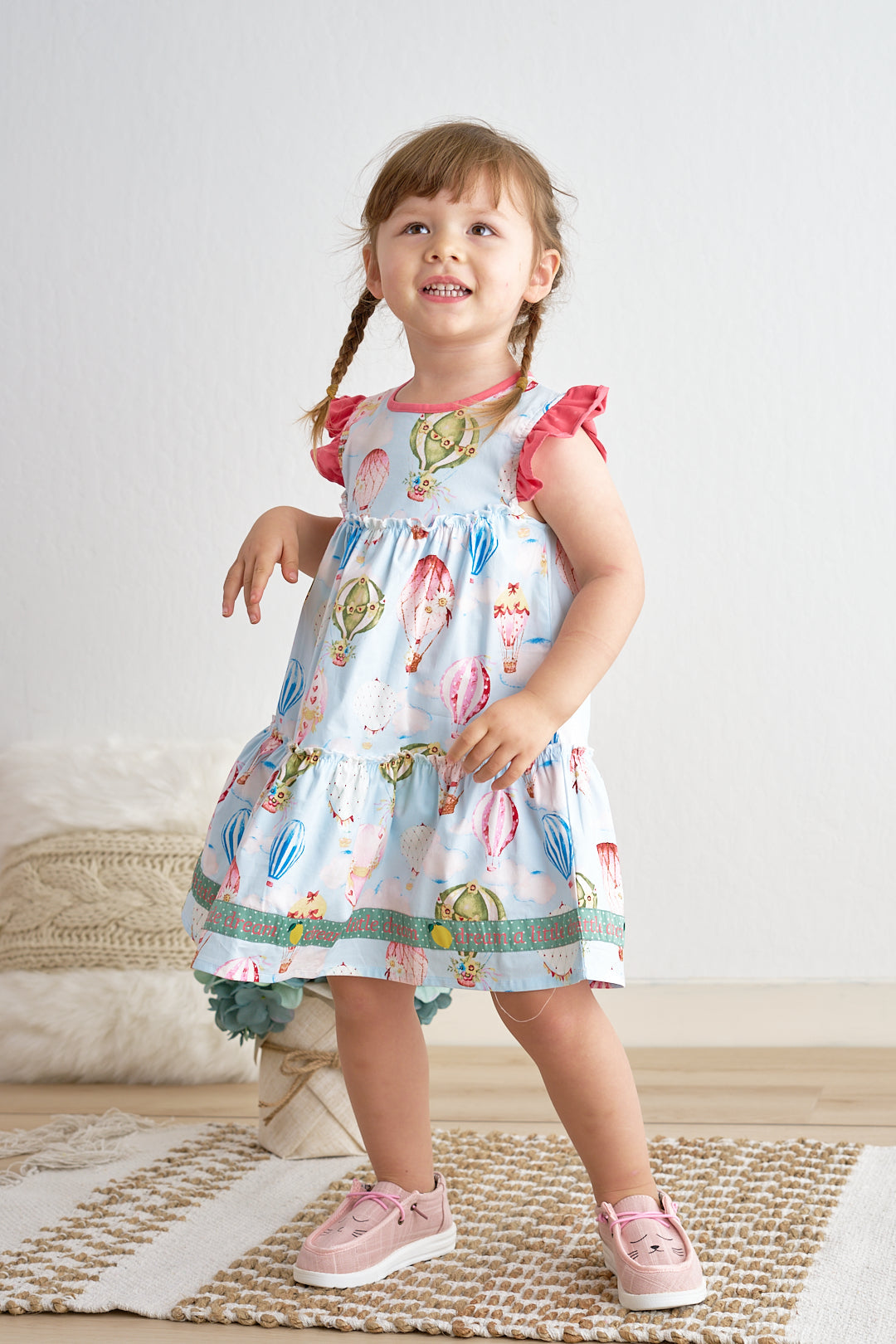 Platinum Balloon Print Ruffle Tiered Dress