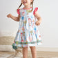 Platinum Balloon Print Ruffle Tiered Dress