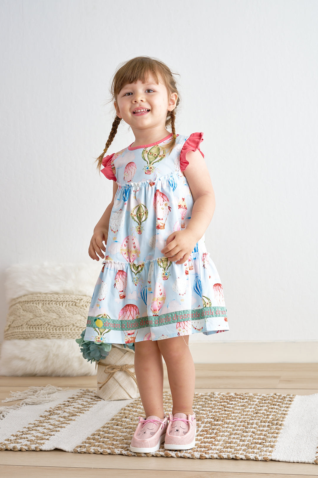 Platinum Balloon Print Ruffle Tiered Dress