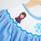 Blue Snow Princess Hand Smocked Gingham Girl Romper