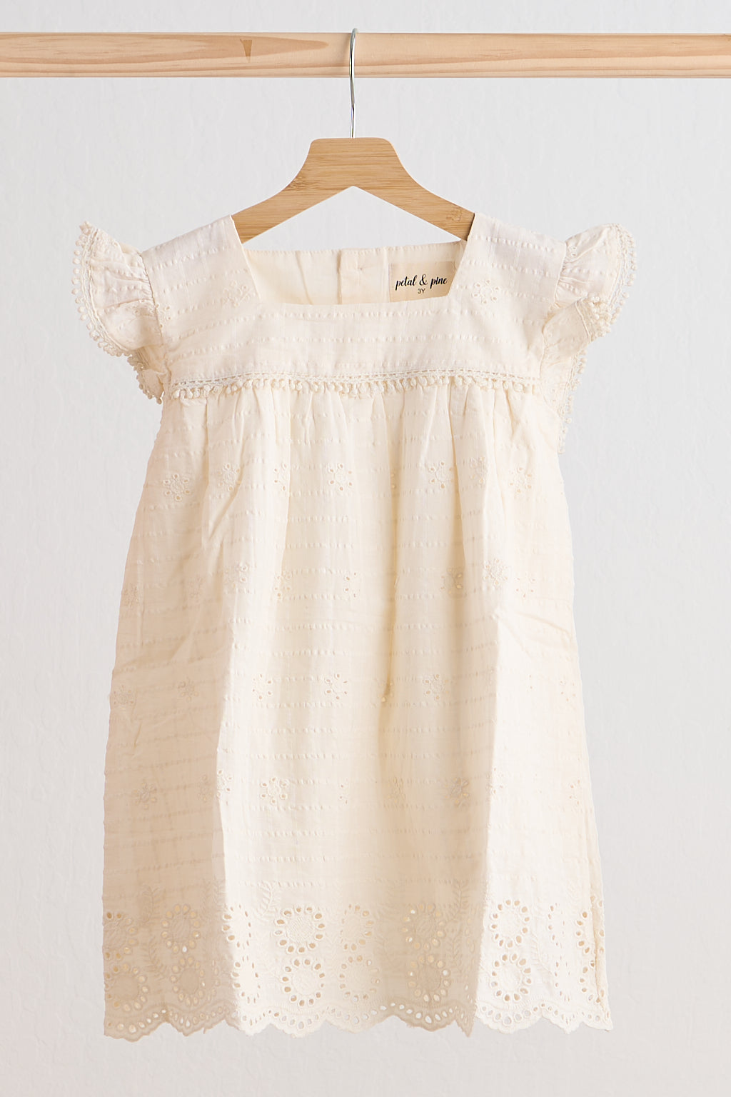 White Lace Flutter Sleeve Girl Dress