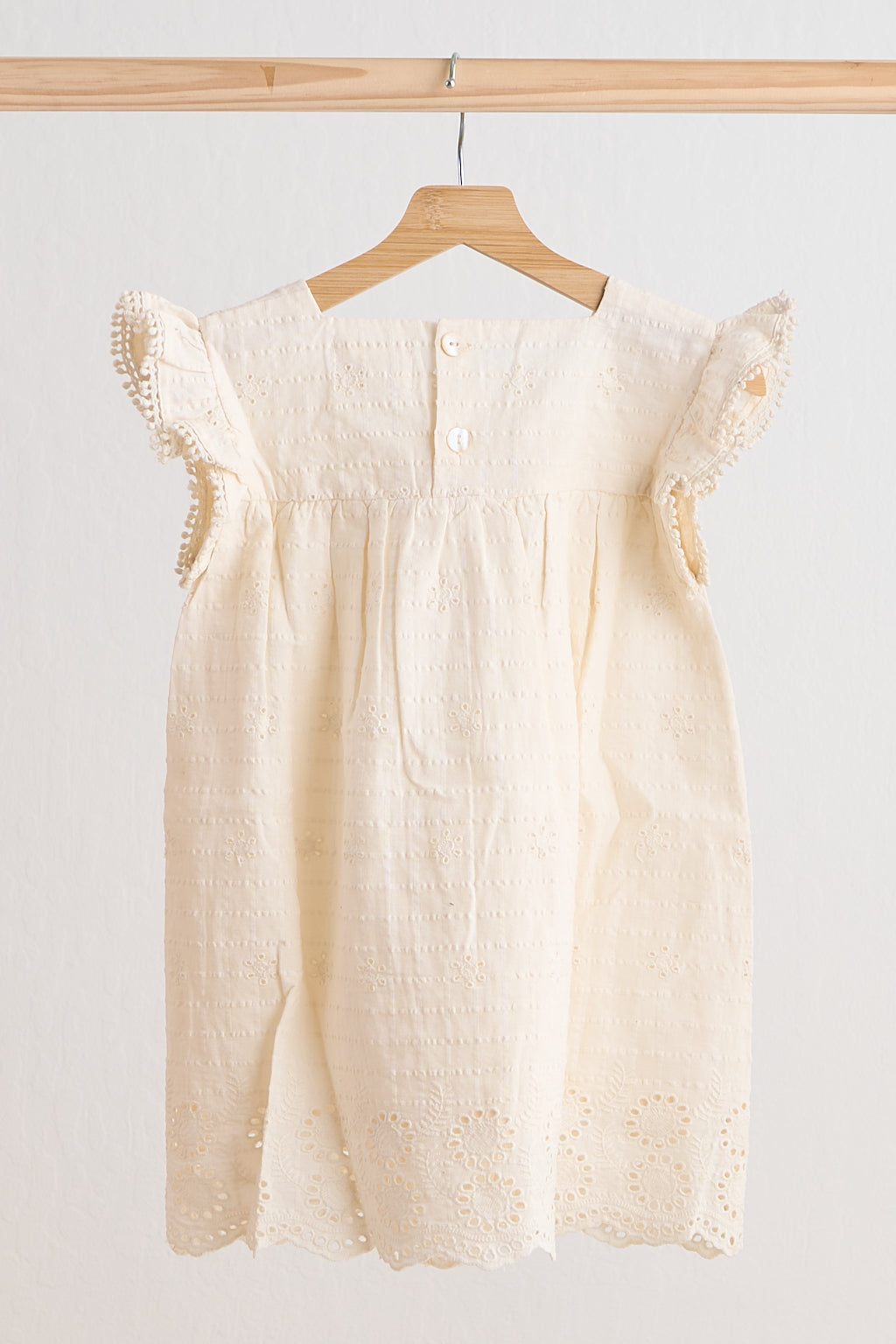 White Lace Flutter Sleeve Girl Dress