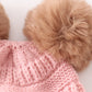 Pink Double Pompom Cable Beanie