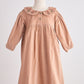 Beige Floral Embroidery Velveteen Girl Dress