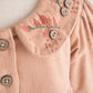 Beige Floral Embroidery Velveteen Girl Dress