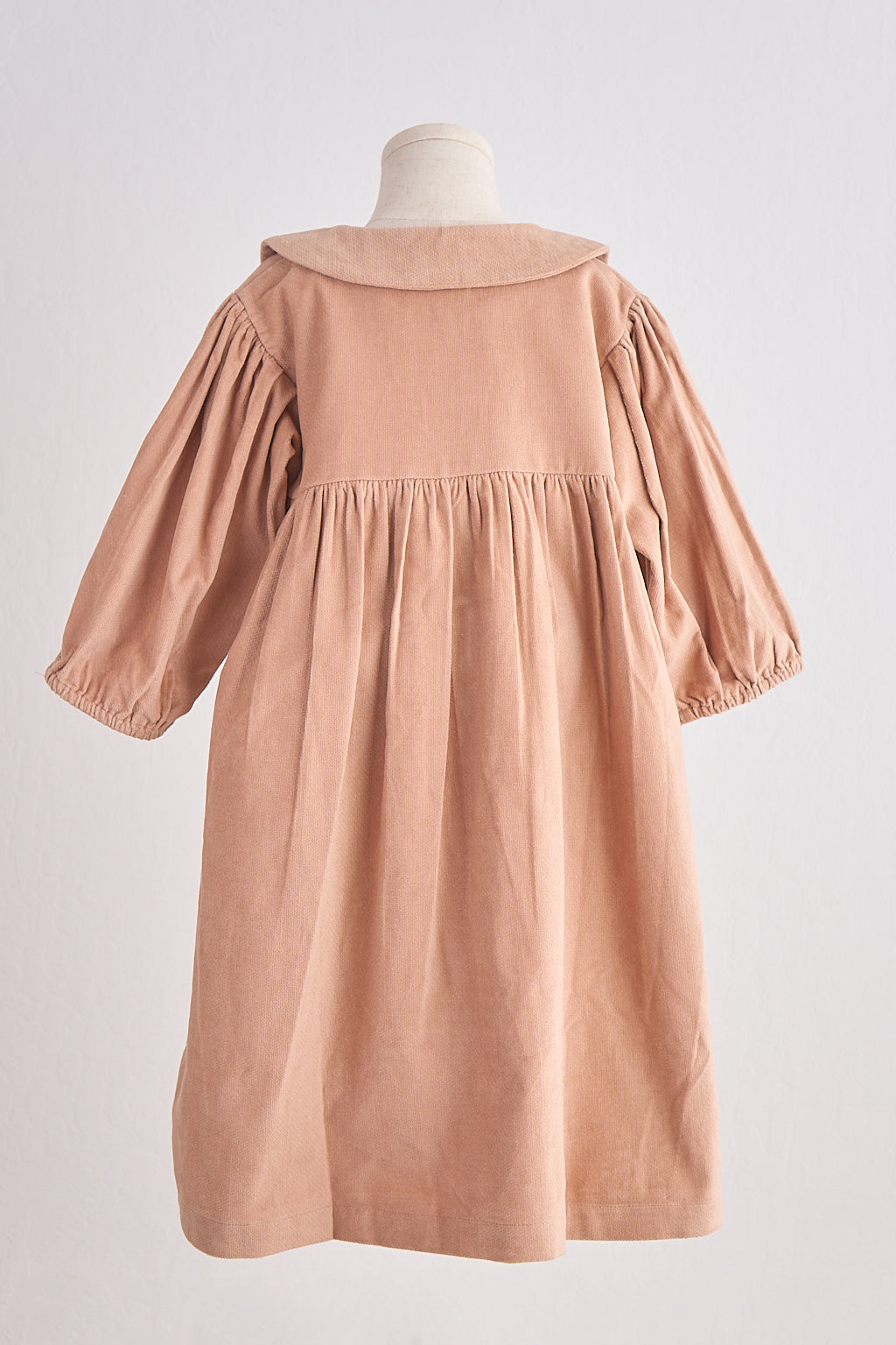 Beige Floral Embroidery Velveteen Girl Dress