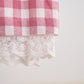 Pink Gingham Flannel Lace  Dress