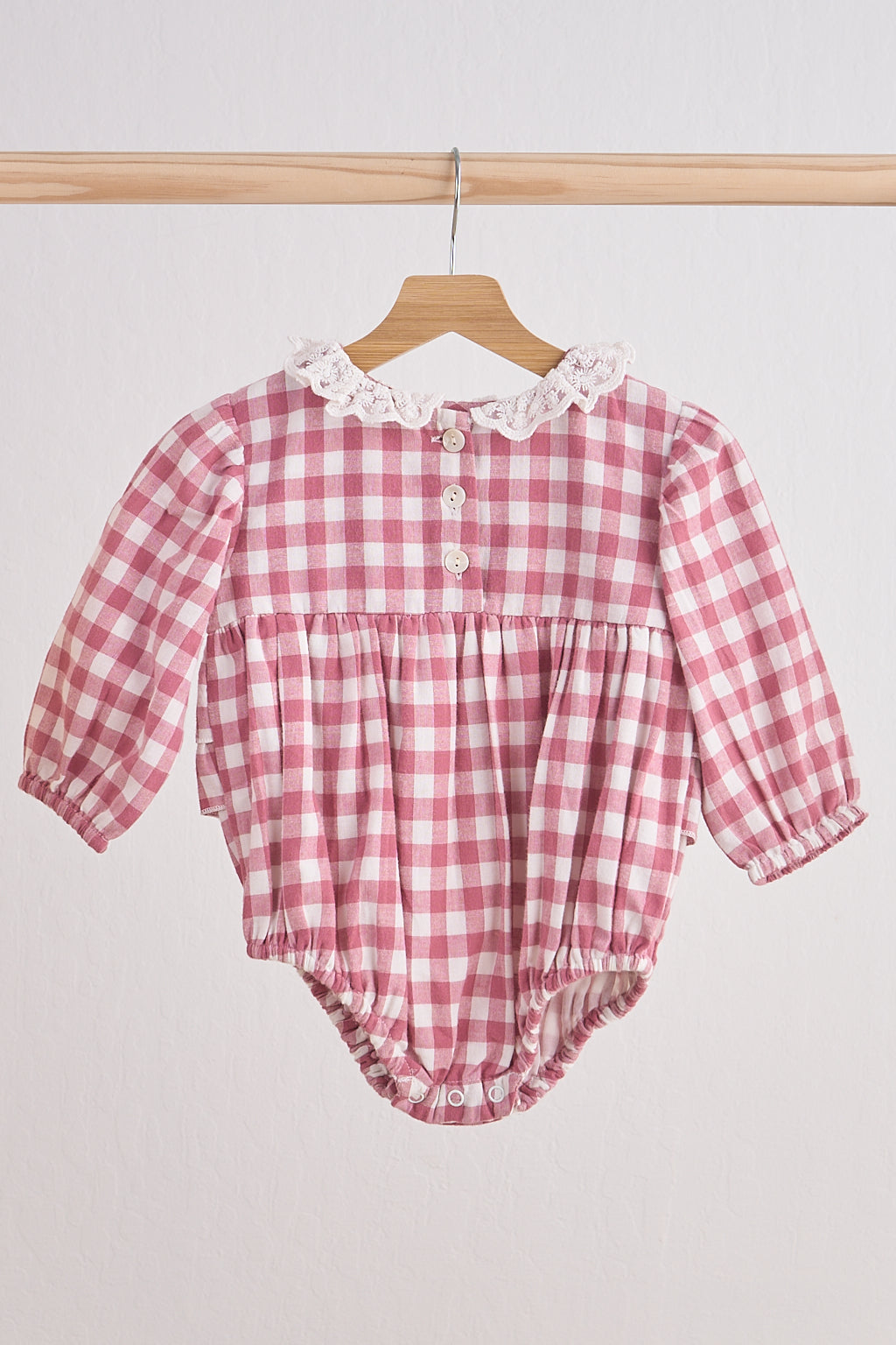 Pink Lace Flannel Gingham Bubble