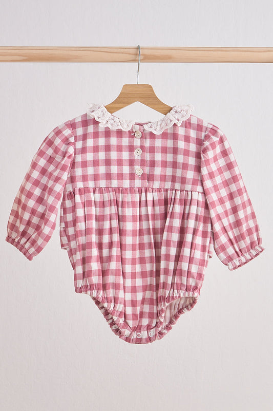 Pink Lace Flannel Gingham Bubble