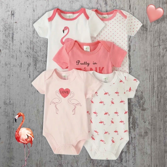 Pink Flamingo Onesies 5-pc Set