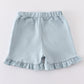 Blue Basic Ruffle Shorts