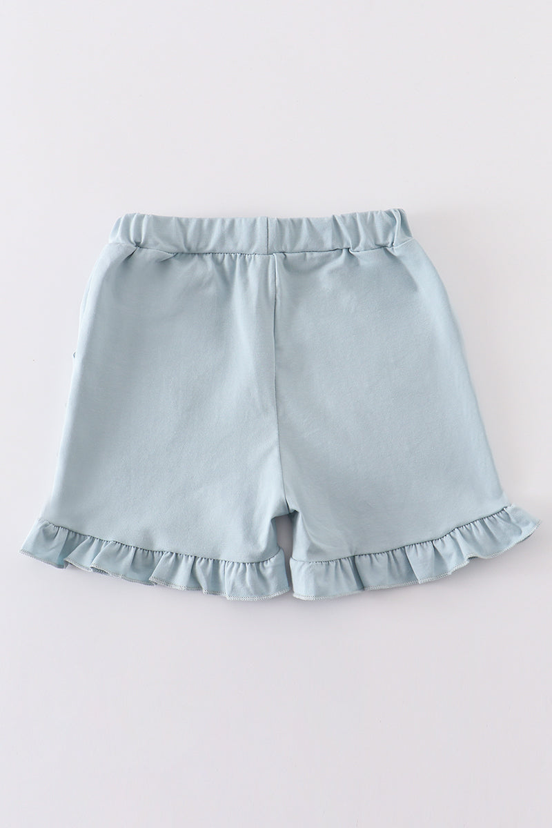 Blue Basic Ruffle Shorts