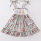 Easter Floral Bunny Egg Embroidery Girl Dress