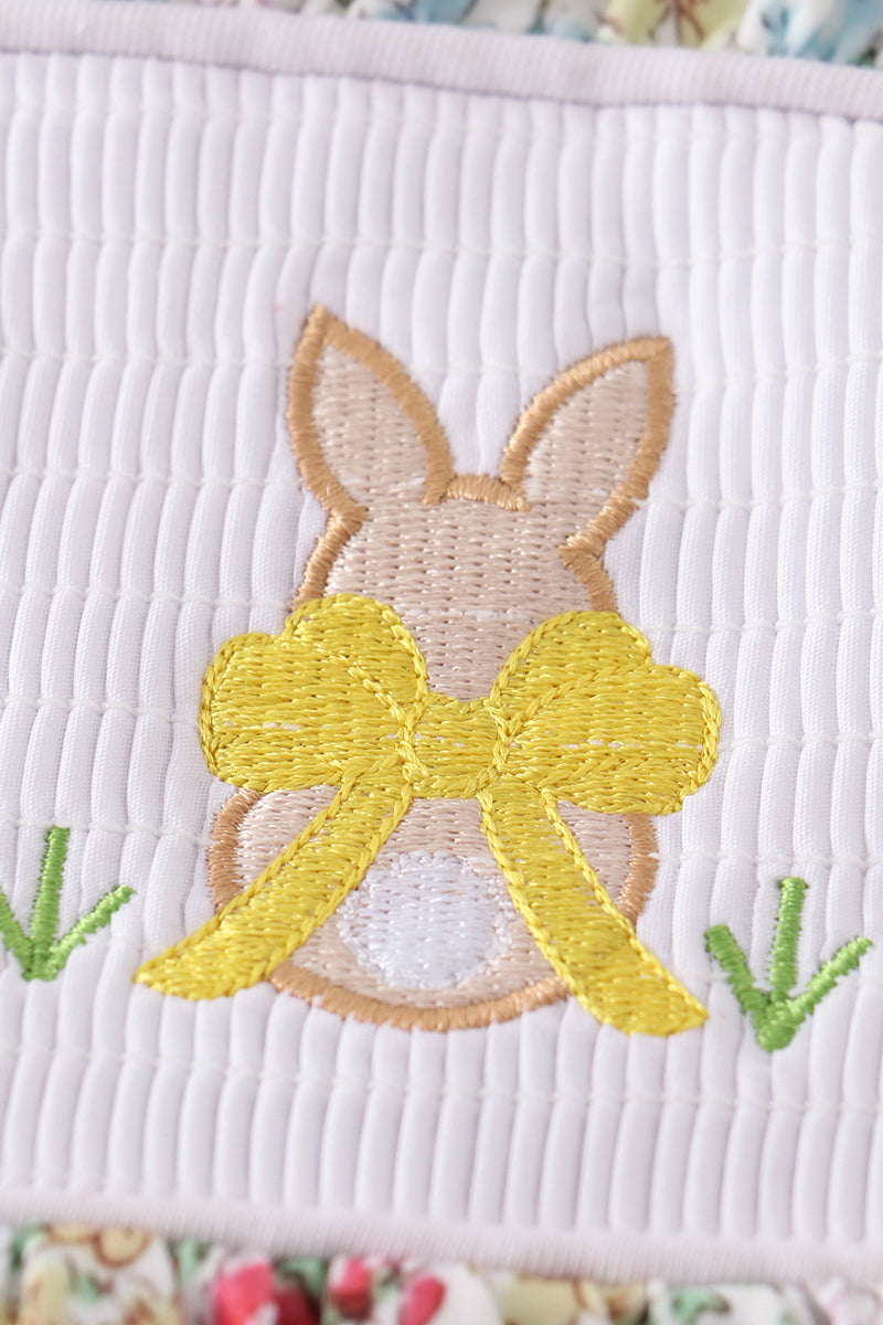 Easter Floral Bunny Egg Embroidery Girl Dress