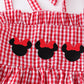 Red Gingham Woven Character Embroidery Girl Set