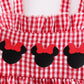 Red Gingham Woven Character Embroidery Girl Bubble