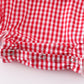 Red Gingham Woven Character Embroidery Girl Bubble