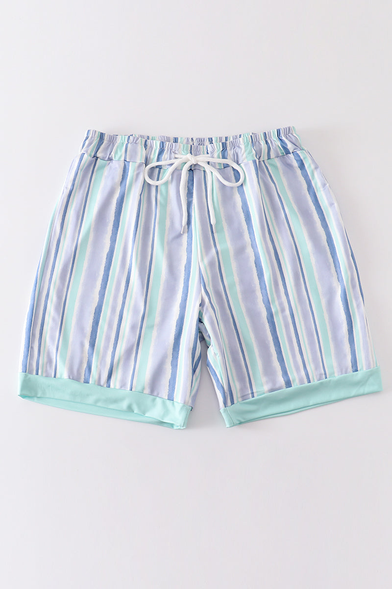 Blue Stripe Men Swim Trunks