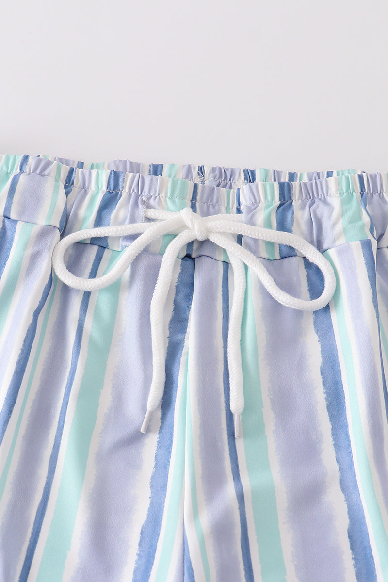 Blue Stripe Men Swim Trunks