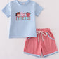 Blue Farm Applique Boy Set