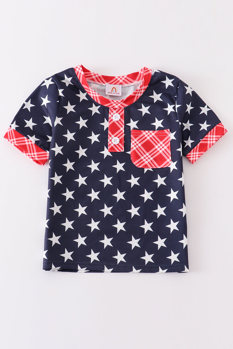 Patriotic Star Print Boy Top