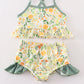 Yellow Floral 2Pc Girl Swimsuit