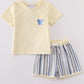 Stripe Character Embroidery Boy Set