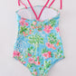 Pink Floral Character Print Mom Swimsuit