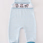 Blue Gingham Cow Embroidery Boy Jonjon