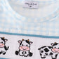 Blue Gingham Cow Embroidery Boy Jonjon