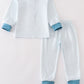 Blue Gingham Cow Embroidery Boy Pajamas Set