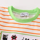 Green Halloween Cat Embroidery Boy Romper