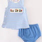 Blue Construction Trucks Embroidery Baby Set