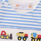 Blue Construction Trucks Embroidery Baby Set