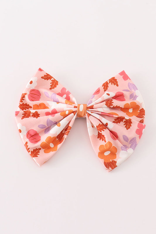 Pumpkin Floral Print 1Pc Hair Bow