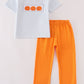 Blue Stripe Pumpkin French Knot Boy Set