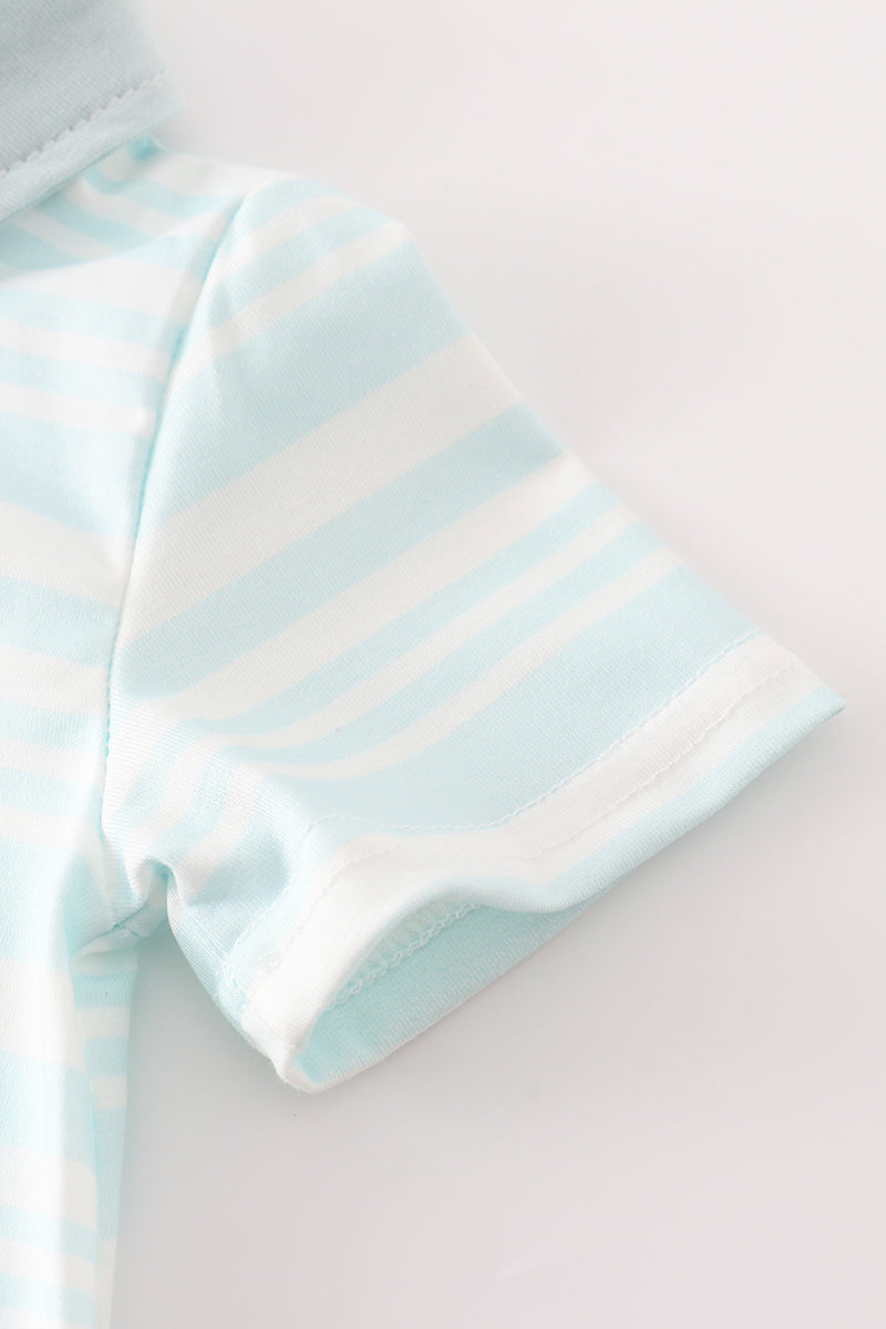 Blue Stripe Ruffle Boy Bubble