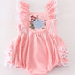 Pink Velvet Pumpkin Embroidery Ruffle Girl Bubble