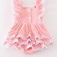 Pink Velvet Pumpkin Embroidery Ruffle Girl Bubble